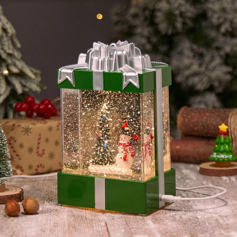 Christmas Lantern Soft LED Santa & Snow Scene Indoor Outdoor