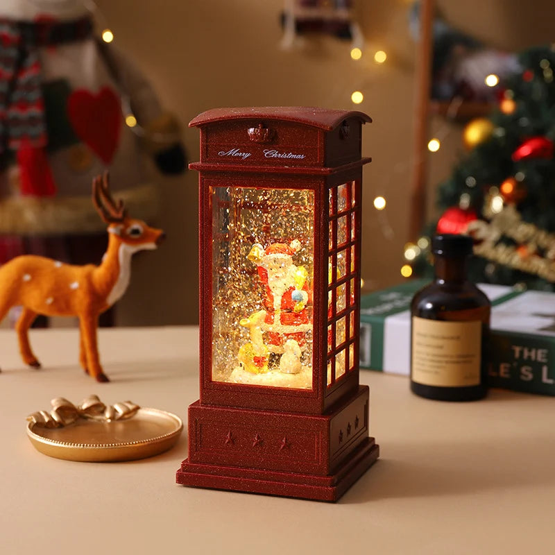 Christmas Lantern Soft LED Santa & Snow Scene Indoor Outdoor