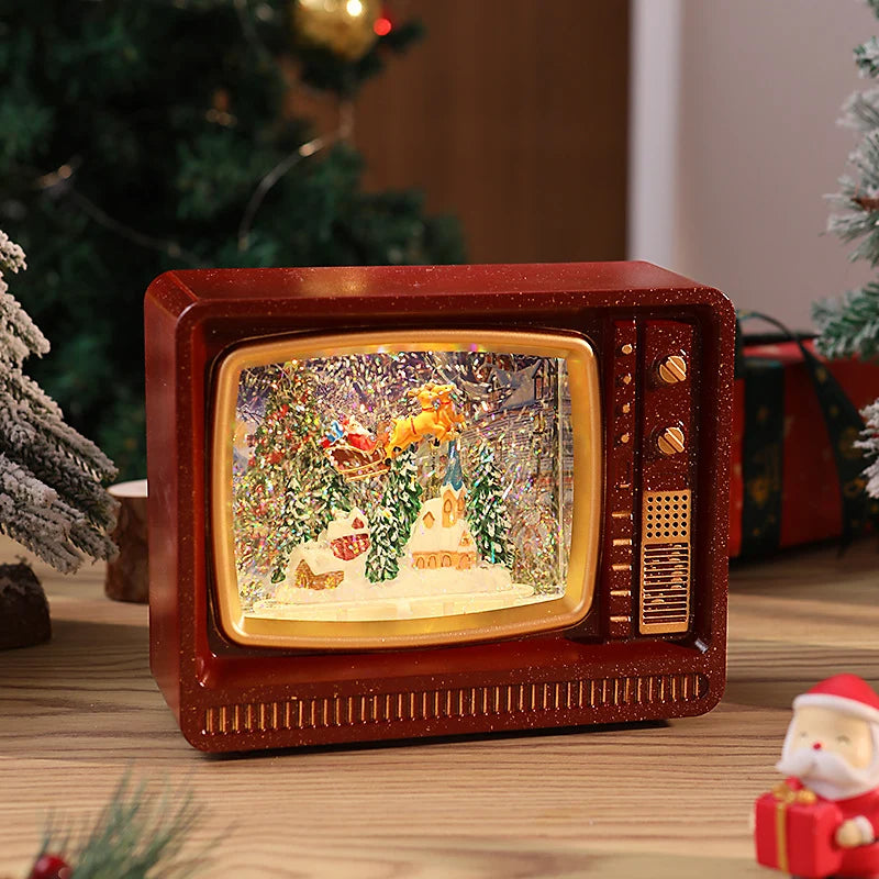 Christmas Lantern Soft LED Santa & Snow Scene Indoor Outdoor