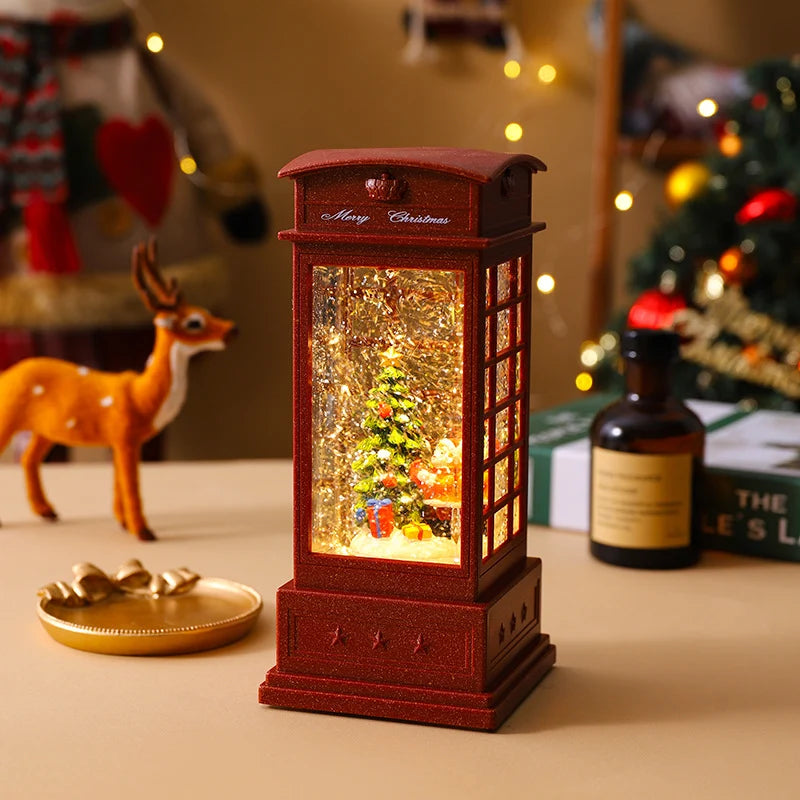 Christmas Lantern Soft LED Santa & Snow Scene Indoor Outdoor