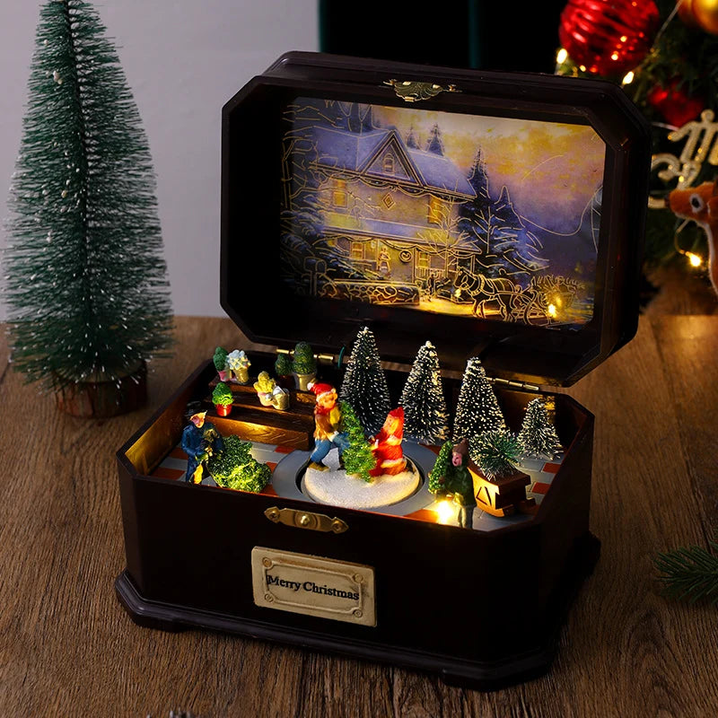 Christmas Lantern Soft LED Santa & Snow Scene Indoor Outdoor
