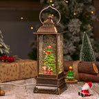 Christmas Lantern Soft LED Santa & Snow Scene Indoor Outdoor