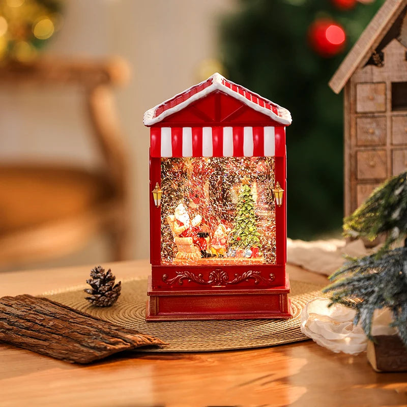 Christmas Lantern Soft LED Santa & Snow Scene Indoor Outdoor