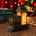 Christmas Lantern Train Scene Gold Finish Warm LED