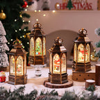 Christmas Lantern Warm White LED Snowman Scene