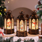 Christmas Lantern Warm White LED Snowman Scene