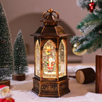 Christmas Lantern Warm White LED Snowman Scene