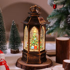 Christmas Lantern Warm White LED Snowman Scene