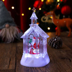 Christmas Lantern Warm White LED Snowman Scene