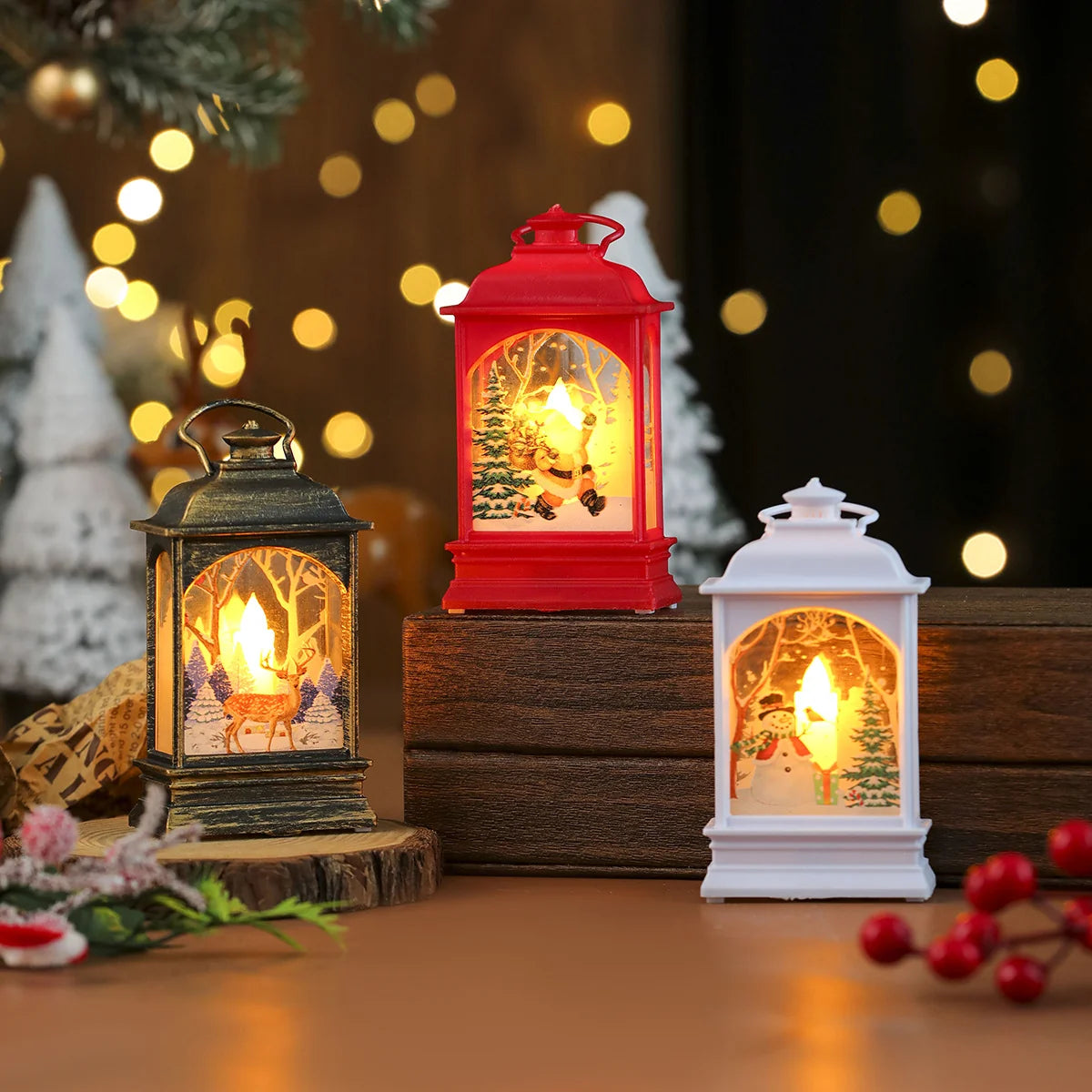 Christmas Lantern Wreath LED Durable Indoor Outdoor