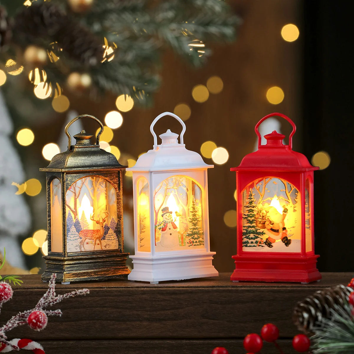 Christmas Lantern Wreath LED Durable Indoor Outdoor
