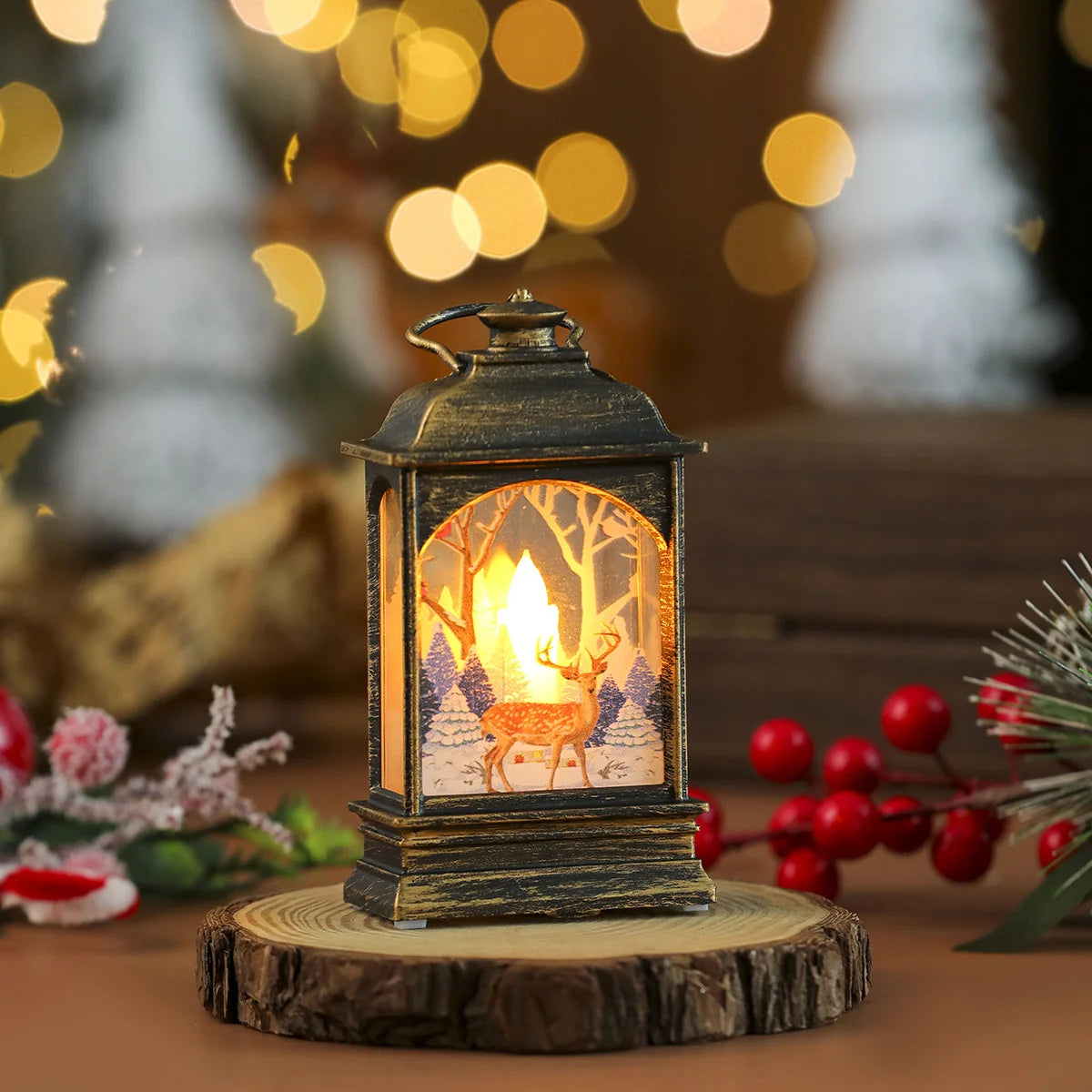 Christmas Lantern Wreath LED Durable Indoor Outdoor