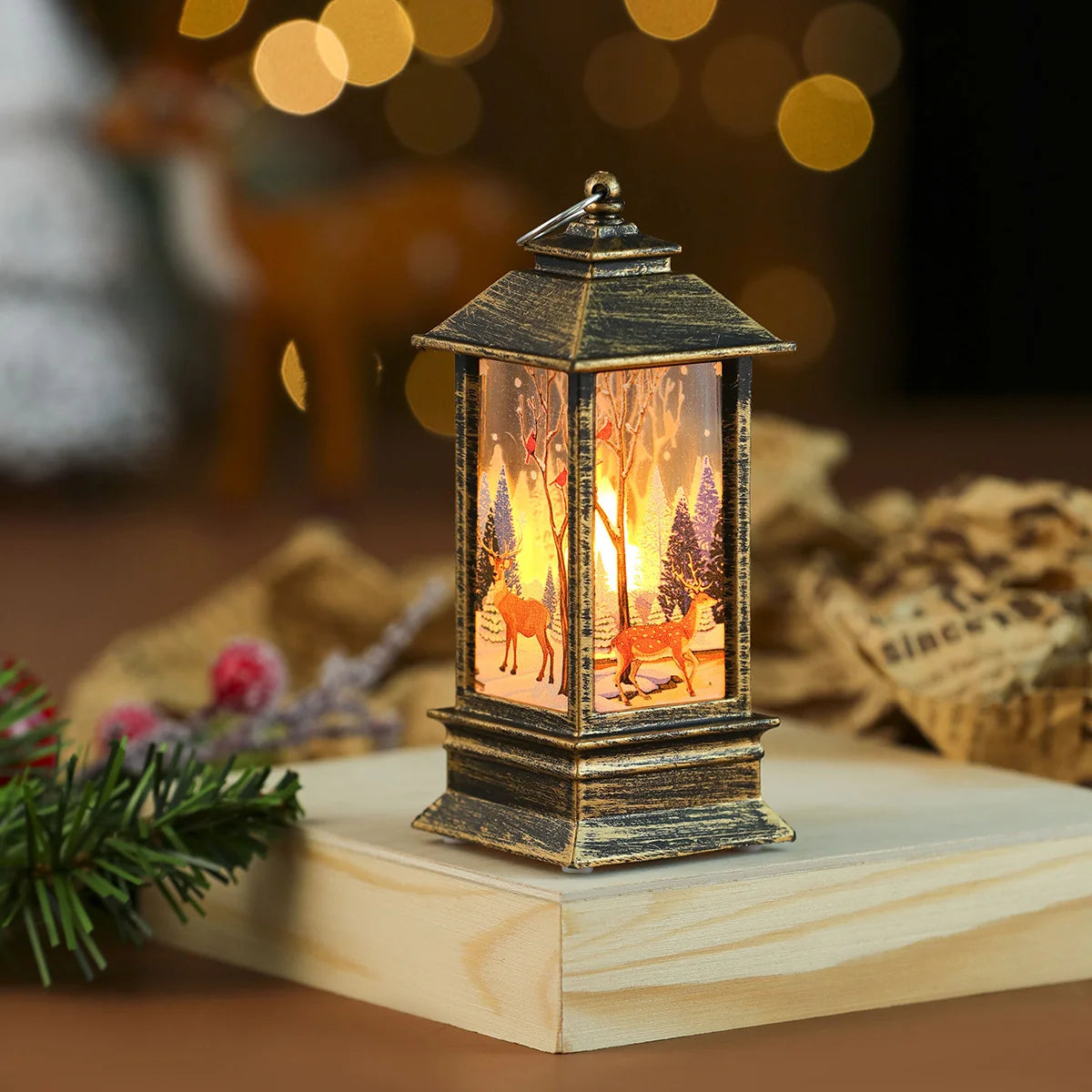 Christmas Lantern Wreath LED Durable Indoor Outdoor