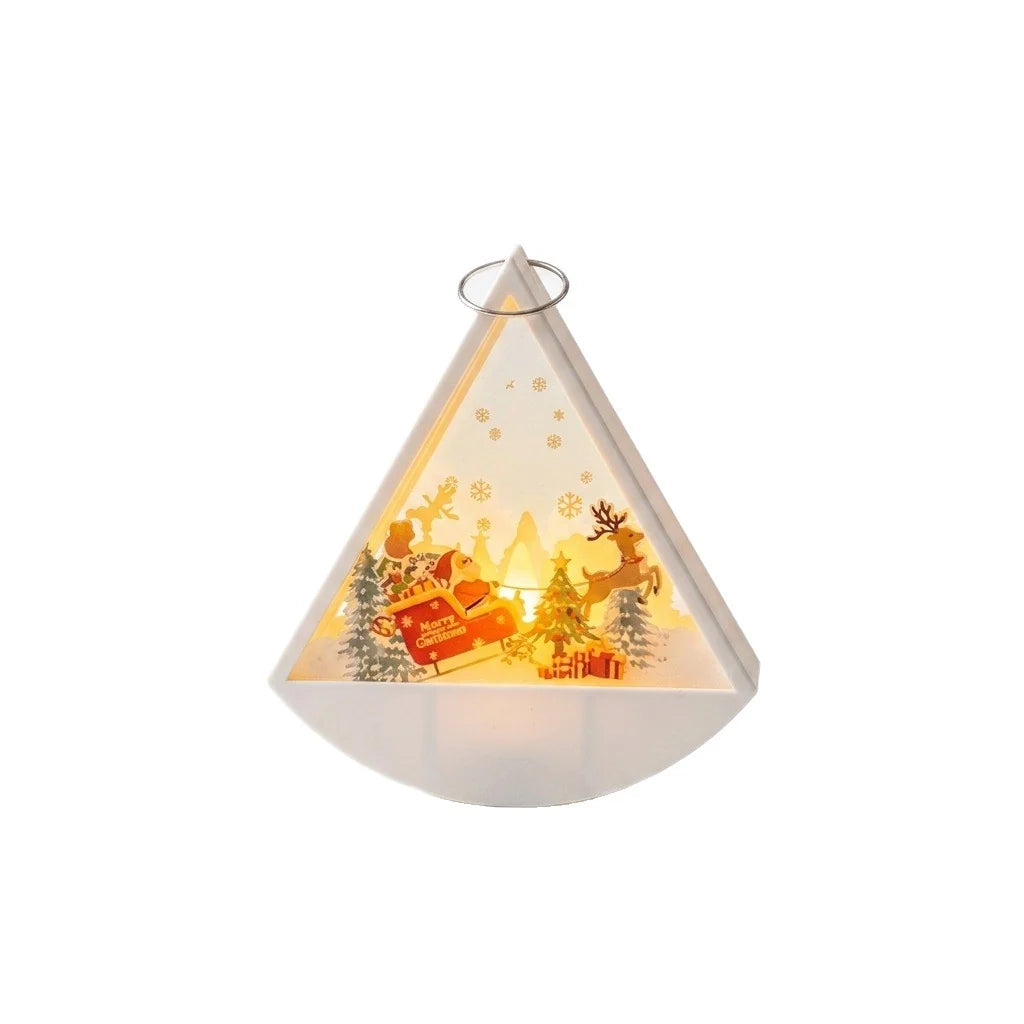 Christmas Light Decoration Triangular Santa Scene Warm White