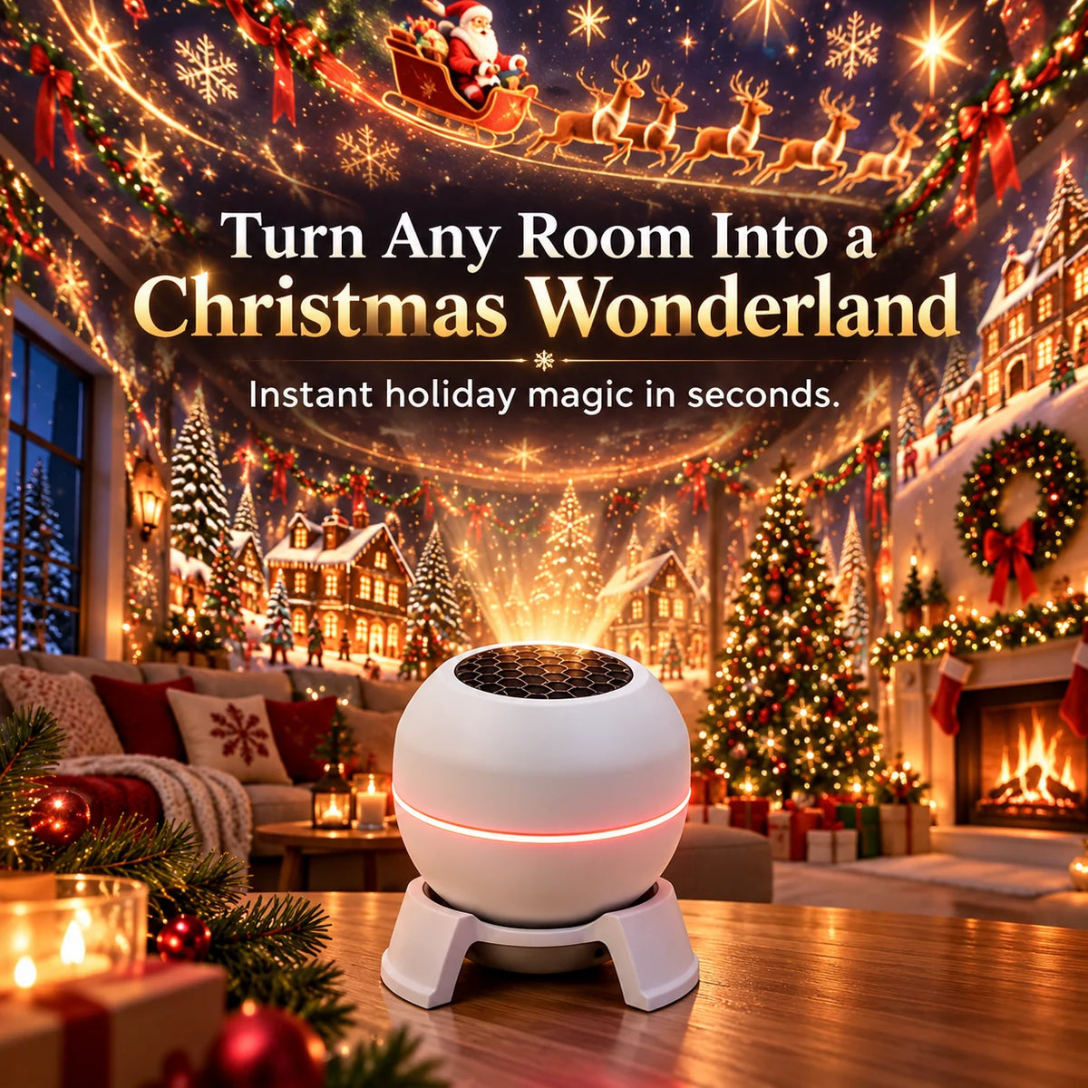 Christmas Light Projector Moving Holiday Scenes USB Powered