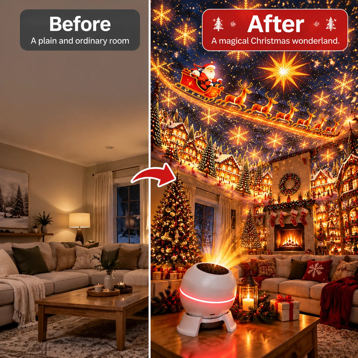 Christmas Light Projector USB-Powered Wall & Ceiling Display