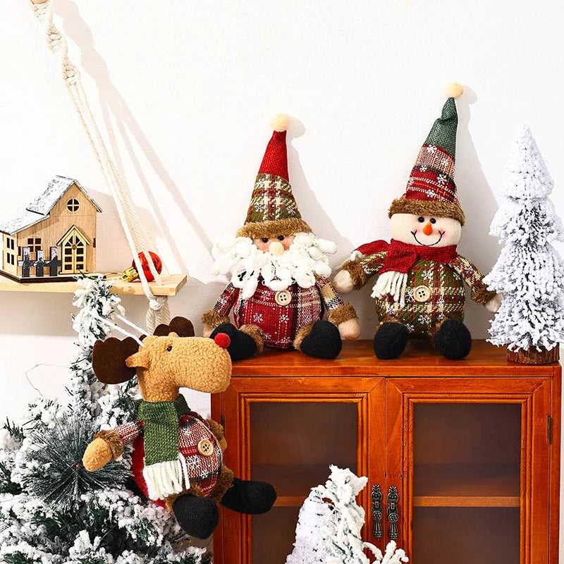 Christmas Moose Figure Plush Fabric & Faux Fur Antlers