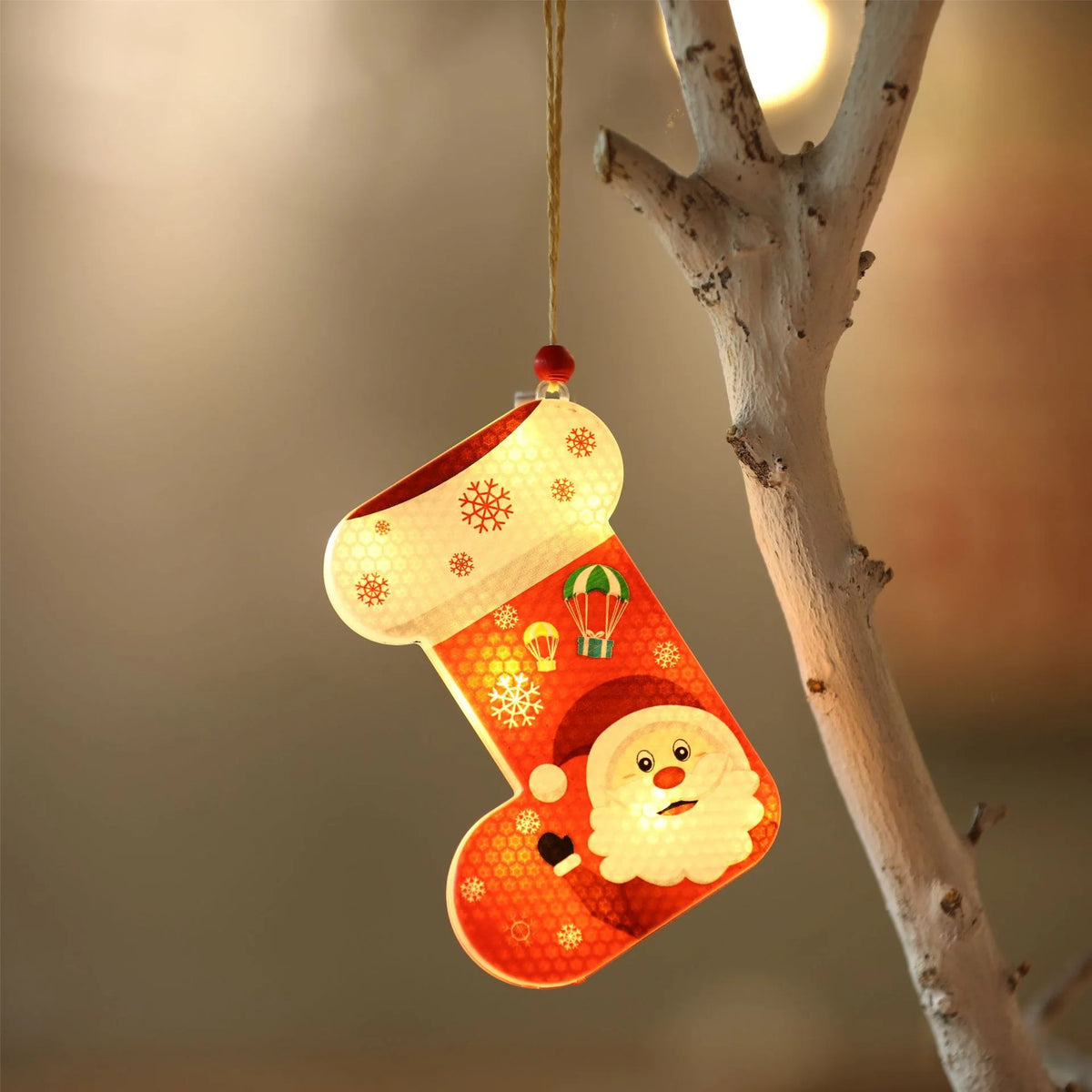 Christmas Ornament Energy-Saving LED Hanging Snowflake Santa Motif