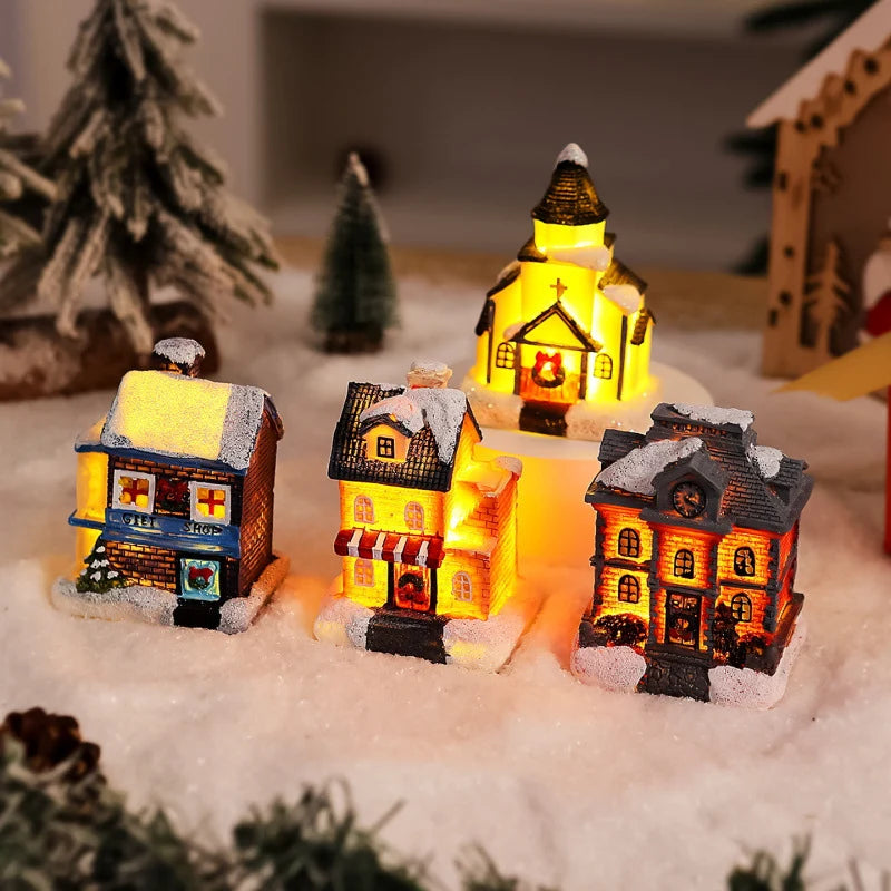 Christmas Ornament Gingerbread House Warm LED Tabletop & Tree