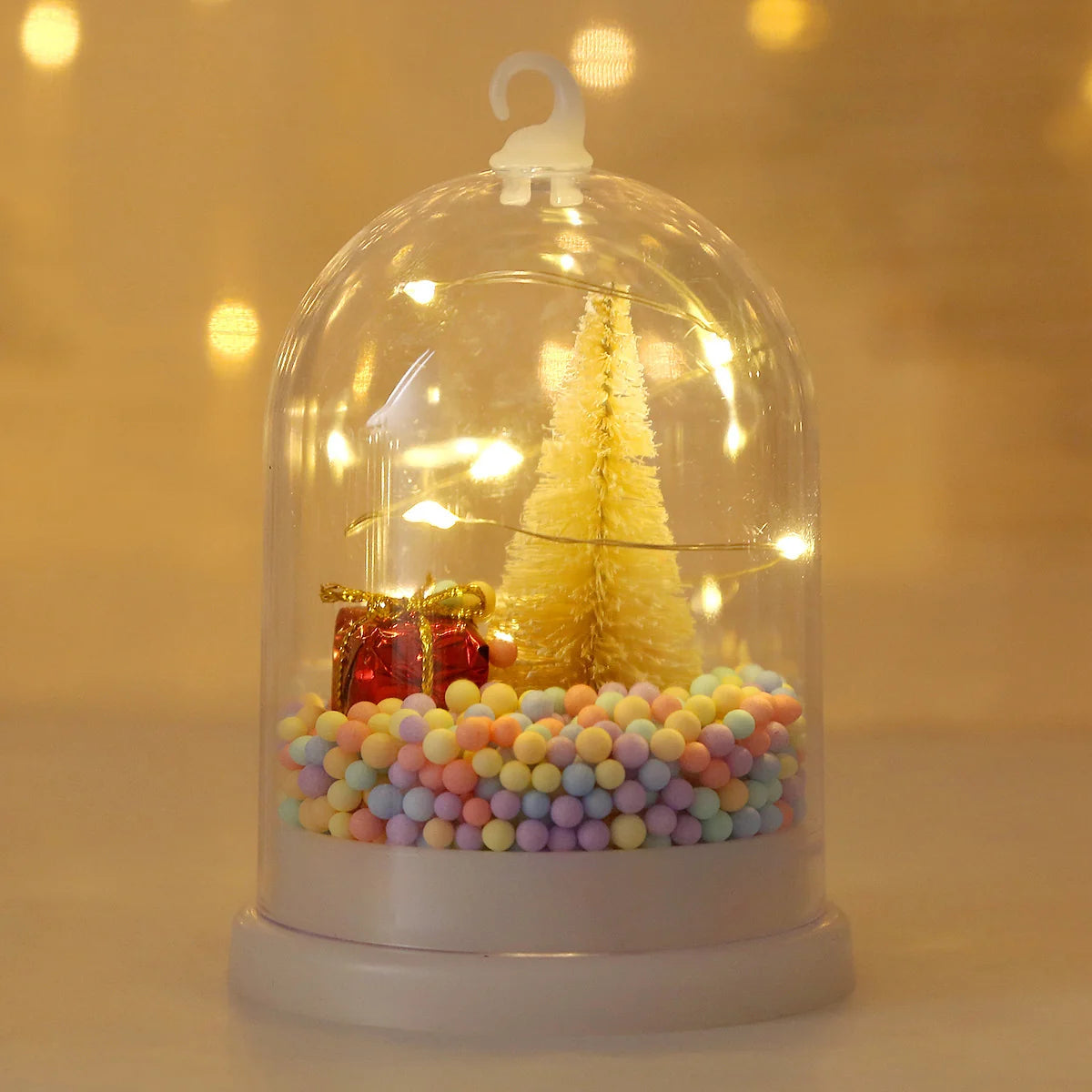 Christmas Ornament Glass Globe With Warm LED Lights