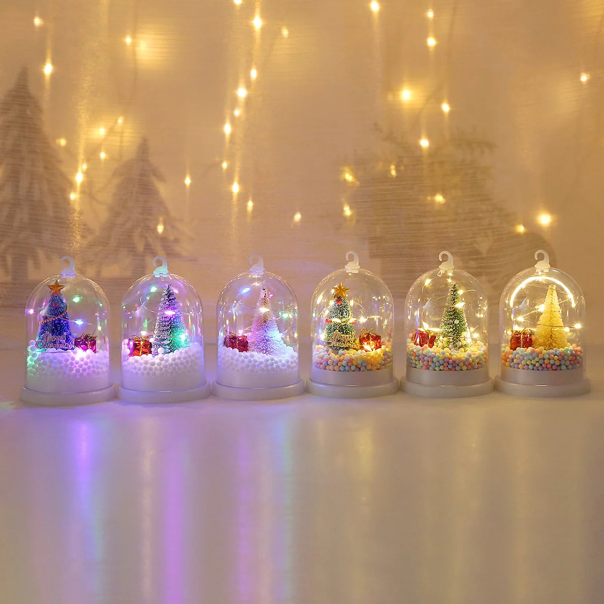 Christmas Ornament Glass Globe With Warm LED Lights