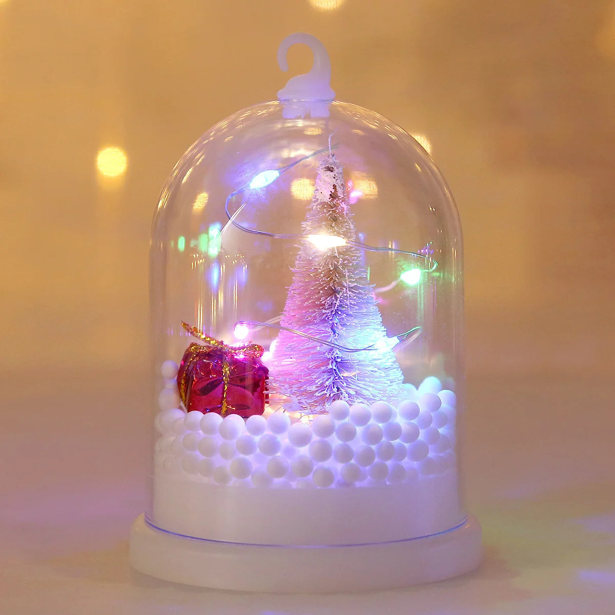 Christmas Ornament Glass Globe With Warm LED Lights