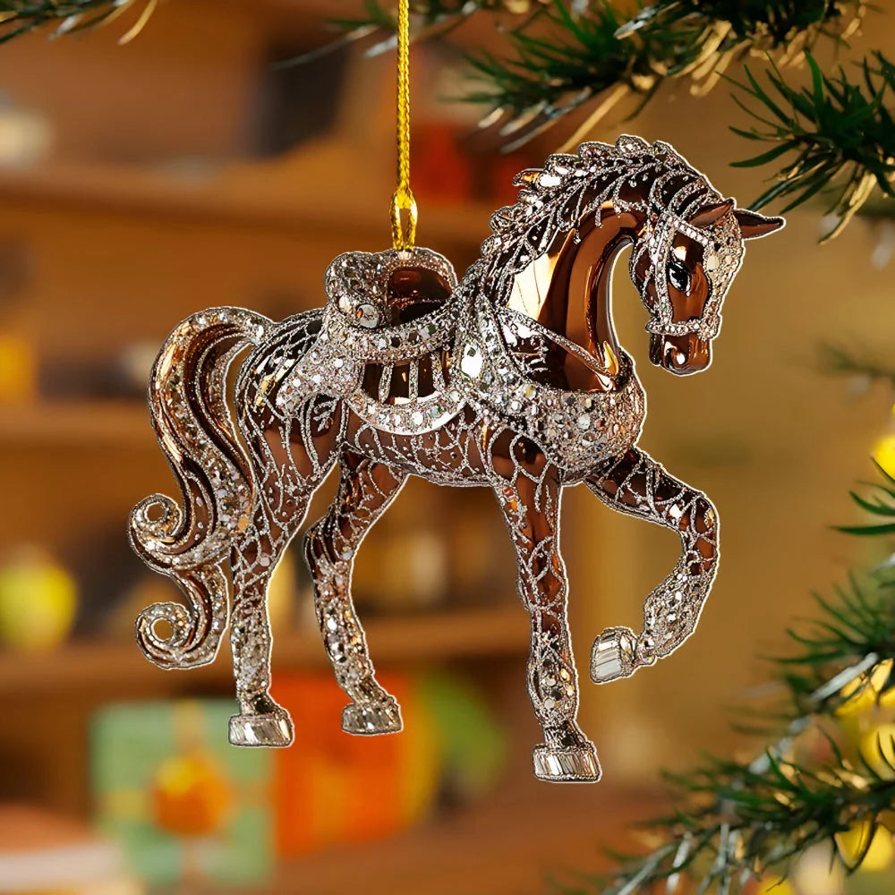 Christmas Ornament Horse Transparent Acrylic Hand-Finished