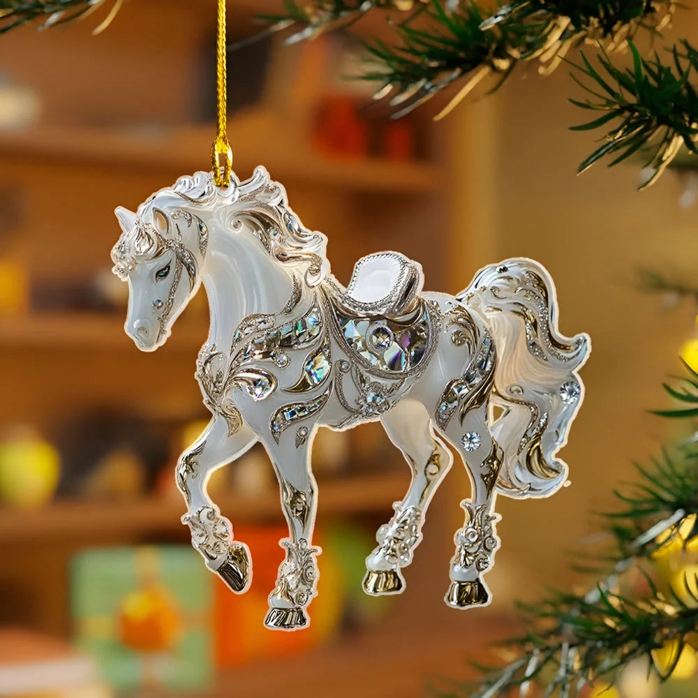 Christmas Ornament Horse Transparent Acrylic Hand-Finished