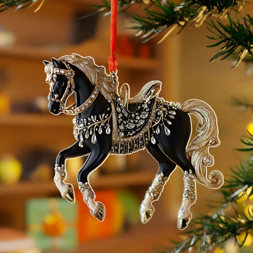Christmas Ornament Horse Transparent Acrylic Hand-Finished