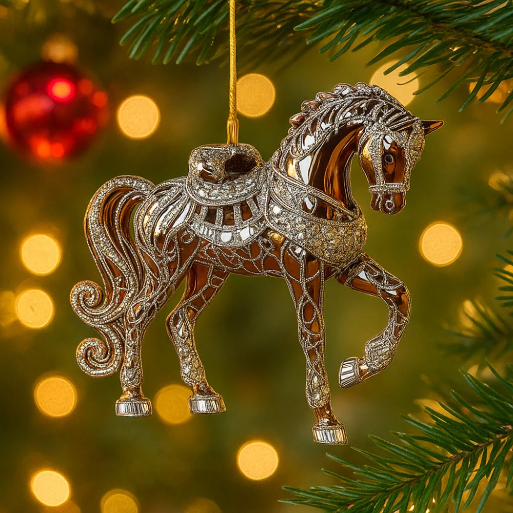Christmas Ornament Horse Transparent Acrylic Hand-Finished