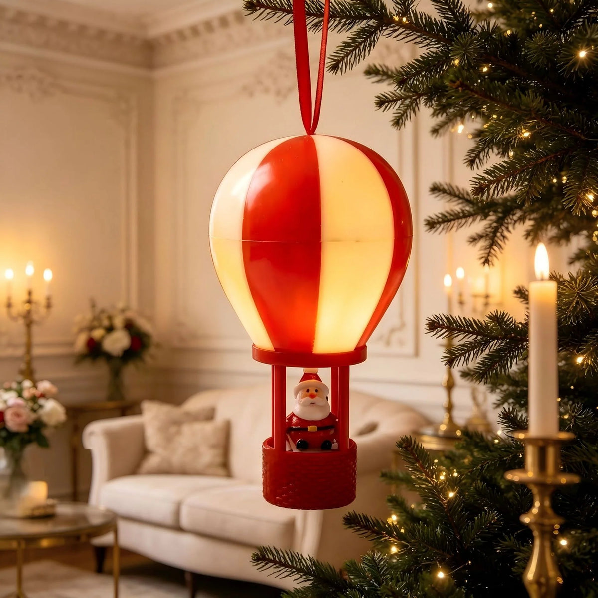 Christmas Ornament Hot Air Balloon Snowman Easy Hang