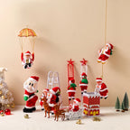 Christmas Ornament Parachuting Santa Fabric Canopy & Plush Trim
