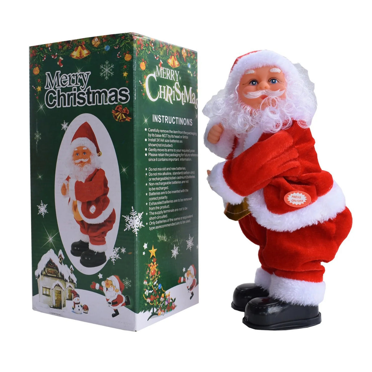 Christmas Ornament Parachuting Santa Fabric Canopy & Plush Trim