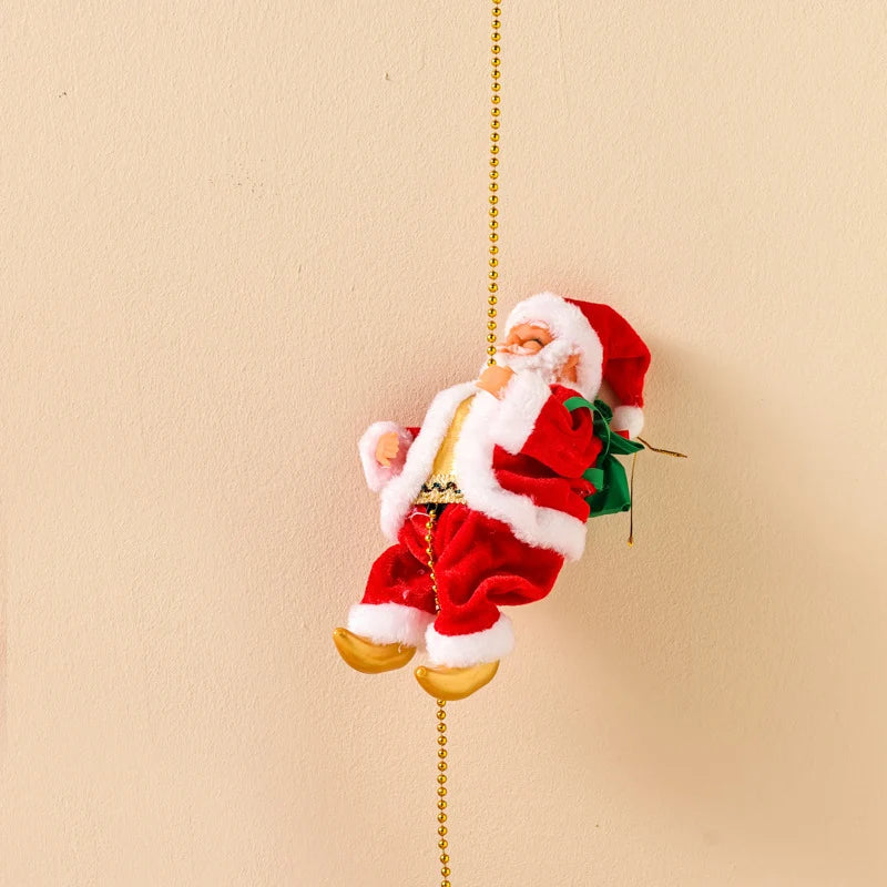 Christmas Ornament Parachuting Santa Fabric Canopy & Plush Trim