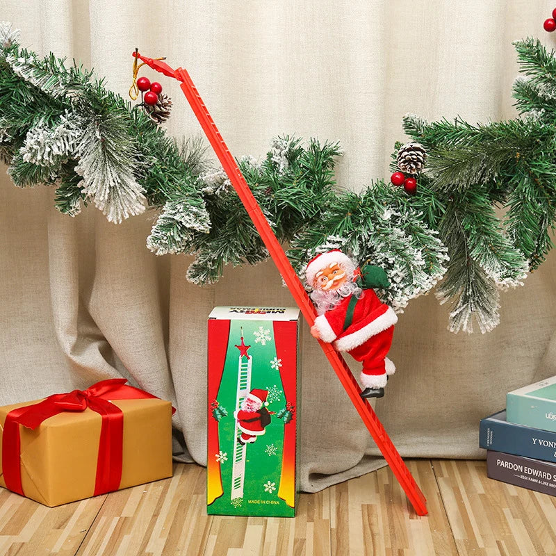 Christmas Ornament Parachuting Santa Fabric Canopy & Plush Trim