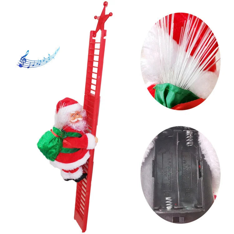 Christmas Ornament Parachuting Santa Fabric Canopy & Plush Trim