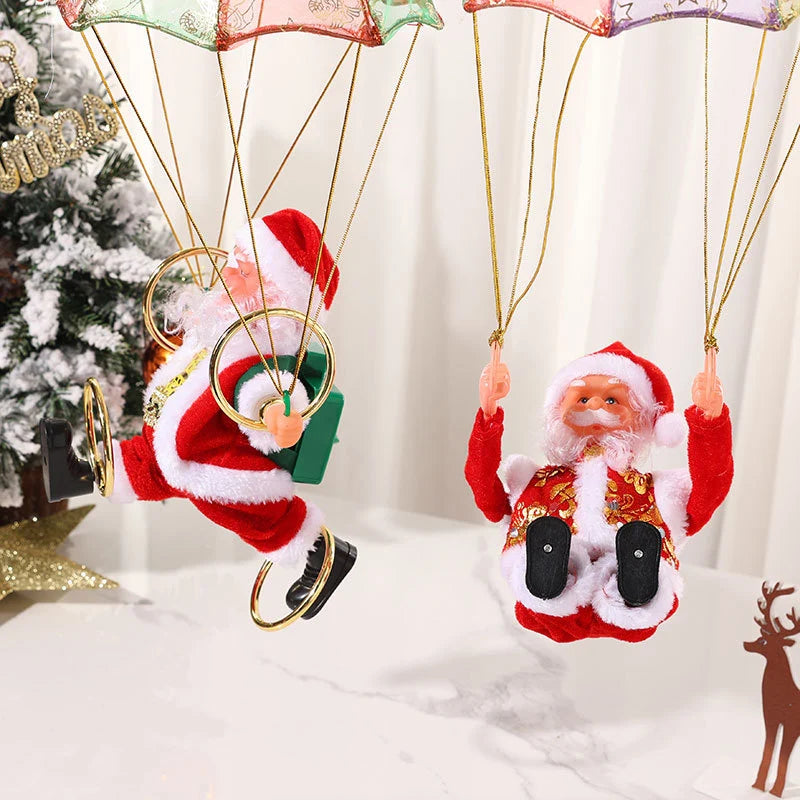 Christmas Ornament Parachuting Santa Musical Easy-To-Hang