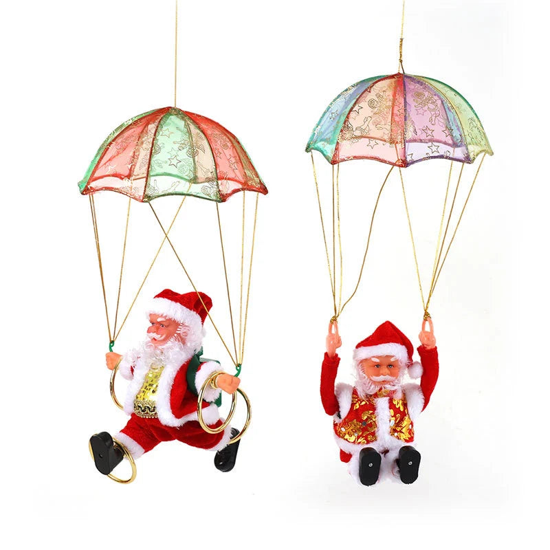 Christmas Ornament Parachuting Santa Musical Easy-To-Hang