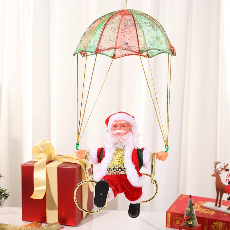 Christmas Ornament Parachuting Santa Musical Easy-To-Hang