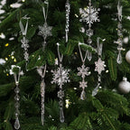 Christmas Ornament Snowflake & Crystal Transparent Ribbon Hanger