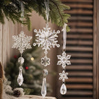 Christmas Ornament Snowflake & Crystal Transparent Ribbon Hanger