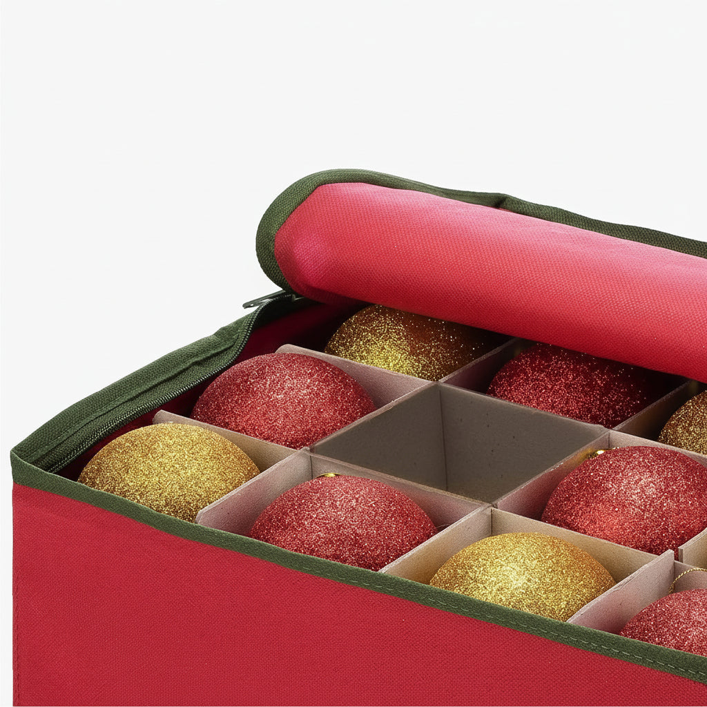 Christmas Ornament Storage Box Adjustable Dividers Holds 128 Ornaments