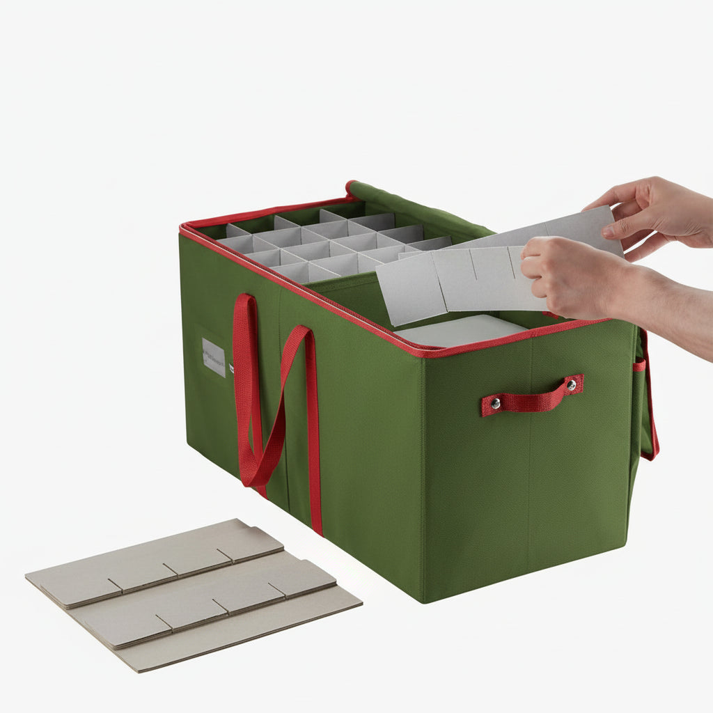 Christmas Ornament Storage Box Adjustable Dividers Holds 128 Ornaments