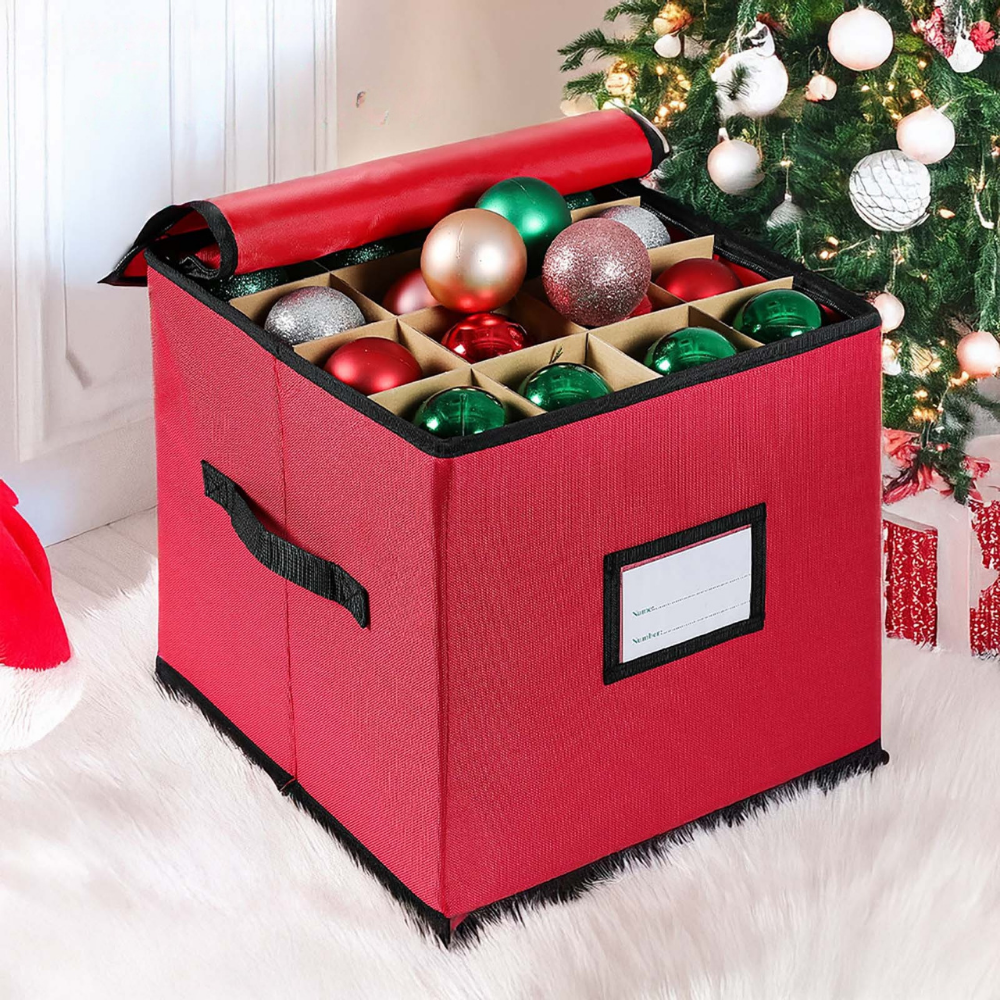 Christmas Ornament Storage Box Holds 64 Adjustable Dividers