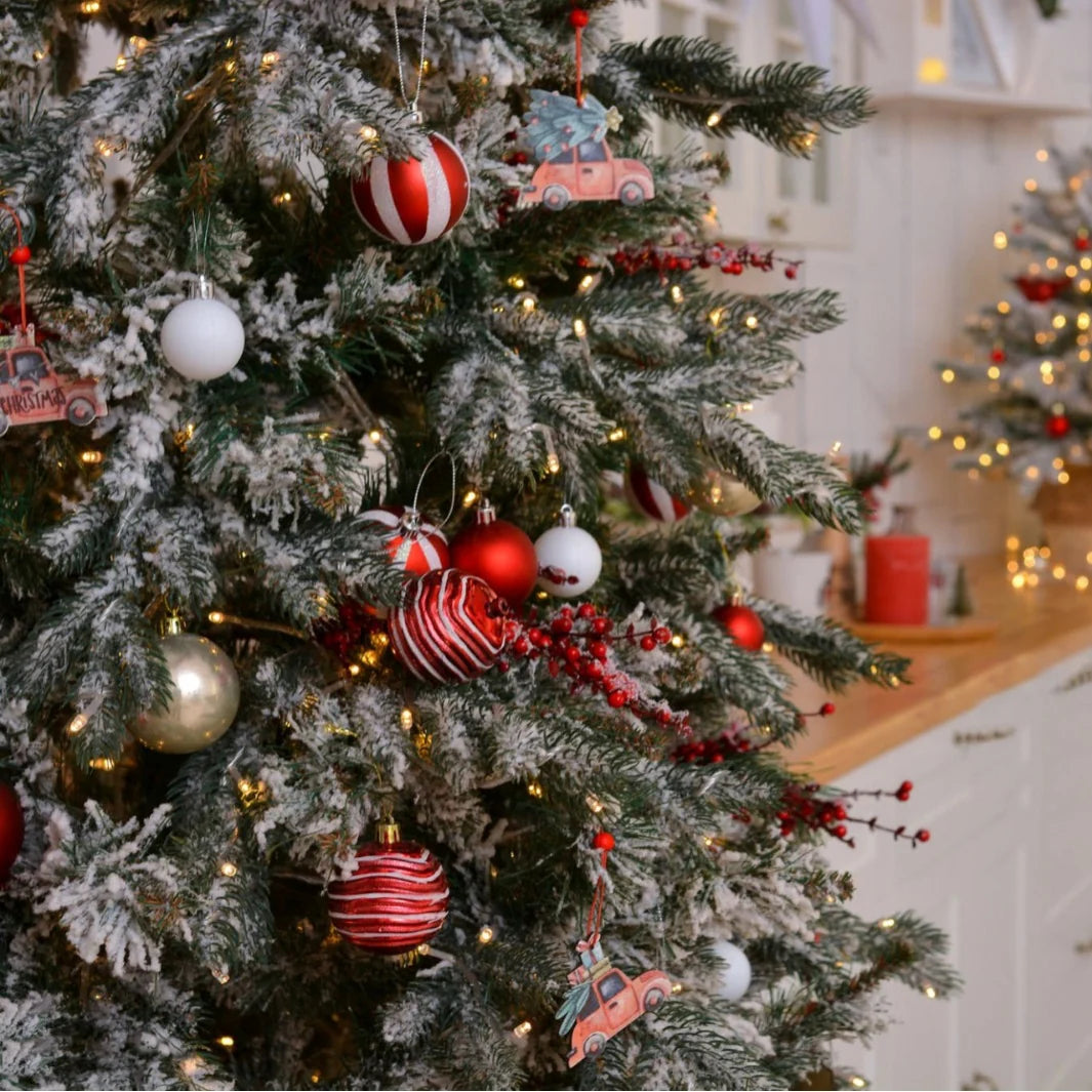Christmas Ornaments Red & White Striped Shatterproof