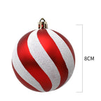 Christmas Ornaments Red & White Striped Shatterproof