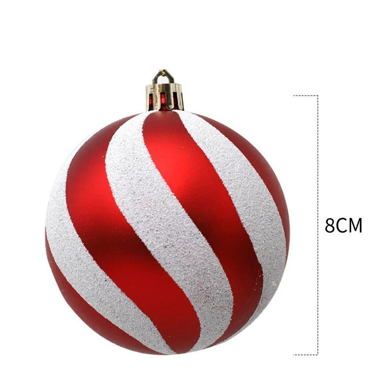Christmas Ornaments Red & White Striped Shatterproof