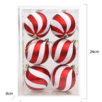 Christmas Ornaments Red & White Striped Shatterproof