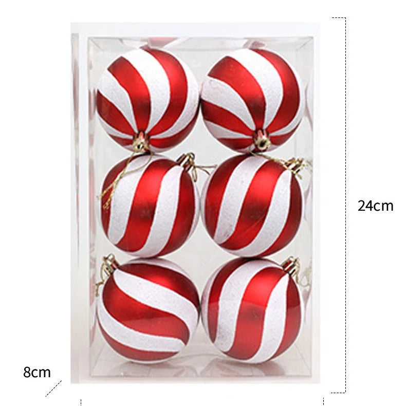 Christmas Ornaments Red & White Striped Shatterproof