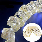 Christmas Ribbon Lights Wire-Reinforced Organza Battery-Powered 10 Meters